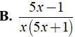 Rút gọn biểu thức 1/x-5x^2 - 25x-15/25x^2 -1 được kết quả là? (ảnh 7)